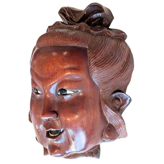 Guanyin (Avalokiteshvara) – botten tanden en glazen ogen, 19e eeuw – kavel 138 – Beeldhouwkunst, Wood, Glass (photo 3 of 15)