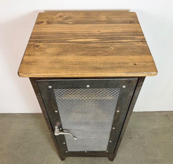 Image 1 of Industrial Iron Cabinet with Mesh Door, 1960s