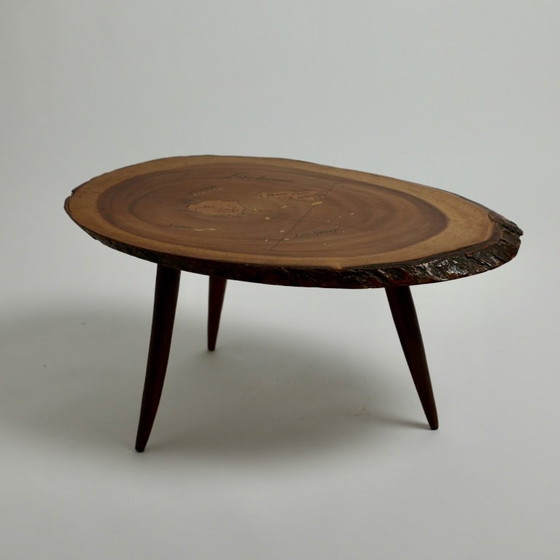 Tavolino Mid-Century Live-Edge in Monkey Pod con mappa delle Isole Fiji, c. anni '60 – Tavolini, Wood (photo 11 of 17)