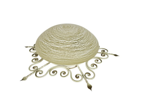 Image 1 of Vintage - 'Sunburst' - plafondlamp - smeedijzer - glas - Mid Century