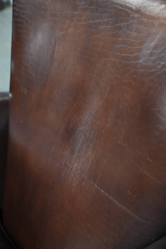 Image 1 of 2 x Vintage schapenleren fauteuil met prachtige warme kleuren