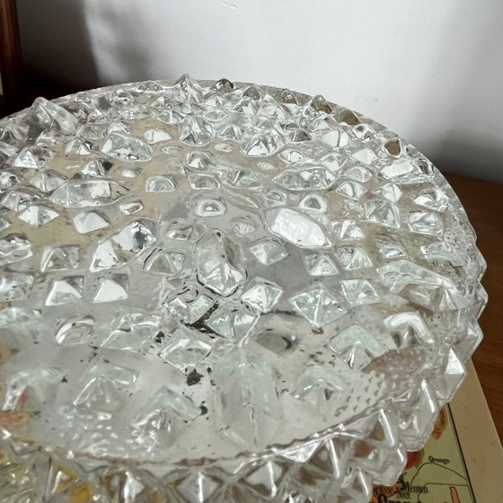 Vintage Round Wall Sconce Ceiling Light Transparent Glass 1970 1980 (photo 3 of 9)