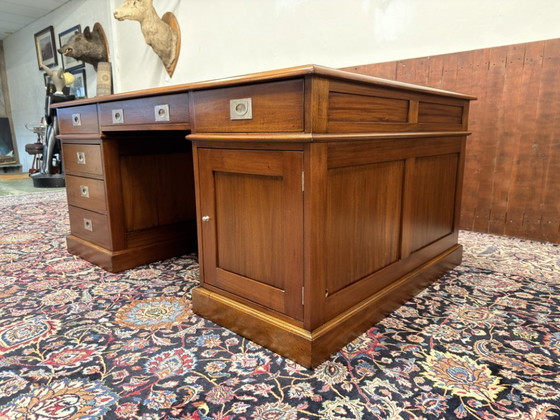 Grande Scrivania Chesterfield Inglese Classica Partner Desk – Scrivanie, Leather, Metal (photo 6 of 20)