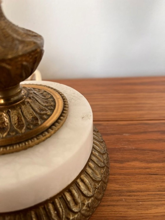 Image 1 of Lampada da tavolo vintage in onice e ottone.