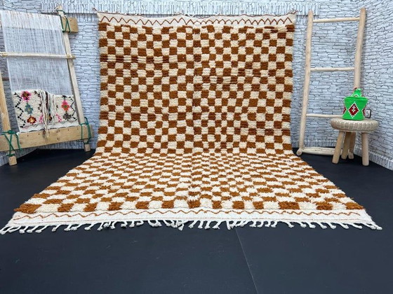 Image 1 of Tapis Beni Ourain fait main 3/2.2m: Authentique tapis marocain en laine, design géométrique