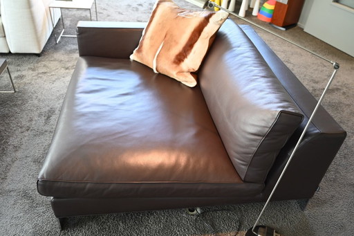 Originele Minotti Pollock designbank in nappa leer – kleur caffe – nieuwstaat