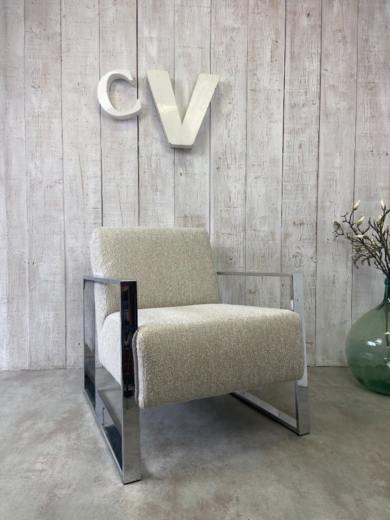 Image 1 of Designfauteuil van verchroomd roestvrij staal