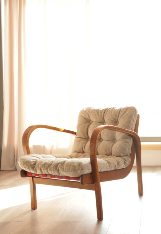 Image 1 of Mid Century Paar Loungesessel, tschechoslowakisches Duett, Designer K.Kozelka &amp; A.Kropacek, 1940er Jahre, Bugholz, natürlich