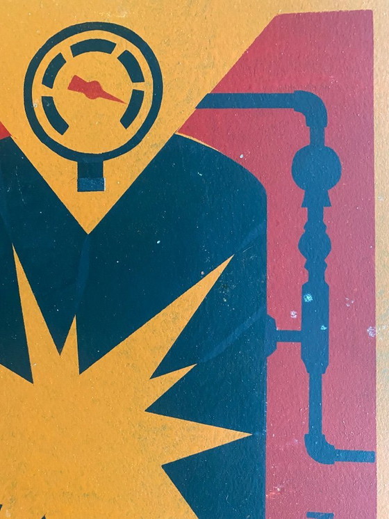 Image 1 of Old Large Factory Safety Prevention CCCP Sign