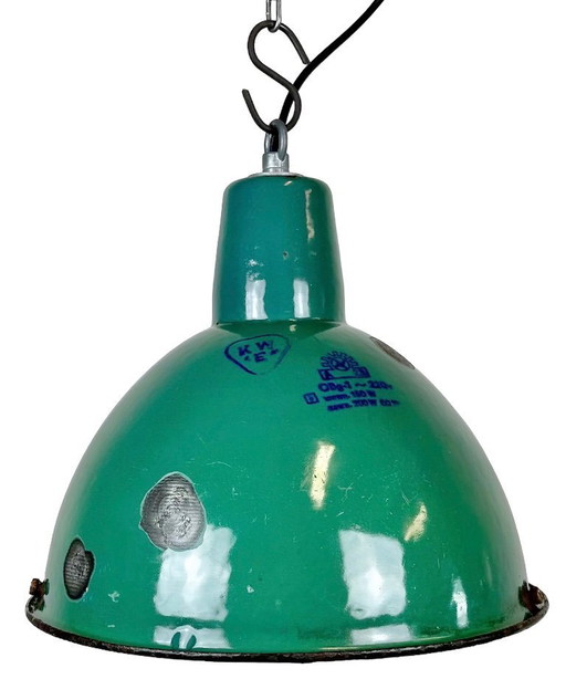 Industrial Green Enamel Factory Lamp, 1960s