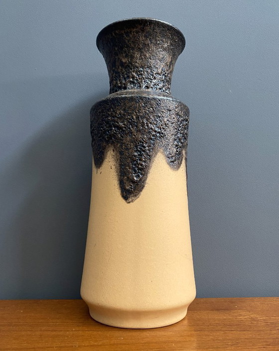 Image 1 of U-Keramikvase (Überlacker) Modell 1452-40, gelb und schwarz WGP 1960er Jahre