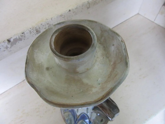 Ceramic Candlestick Candle Holder Jules Jacquemart Gres De La Roche MCM (photo 7 of 9)