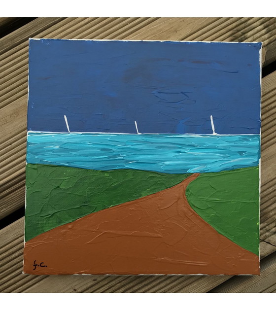 Image 1 of Le Chemin De La Plage - acryl door Frédéric Cadiou