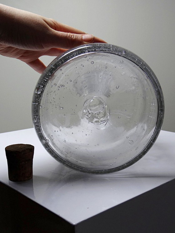 Image 1 of Large antique bottle in blown glass with bubbles, early 20th century, 1900-1920