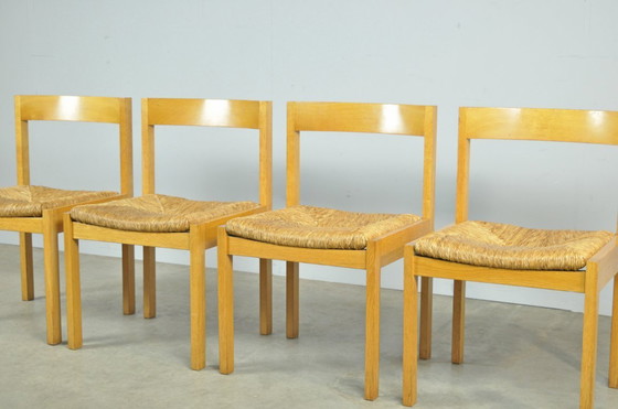 Image 1 of Vintage oak dining chairs with wicker seats, DUTCH DESIGN by Gerard Geytenbeek, 1960s