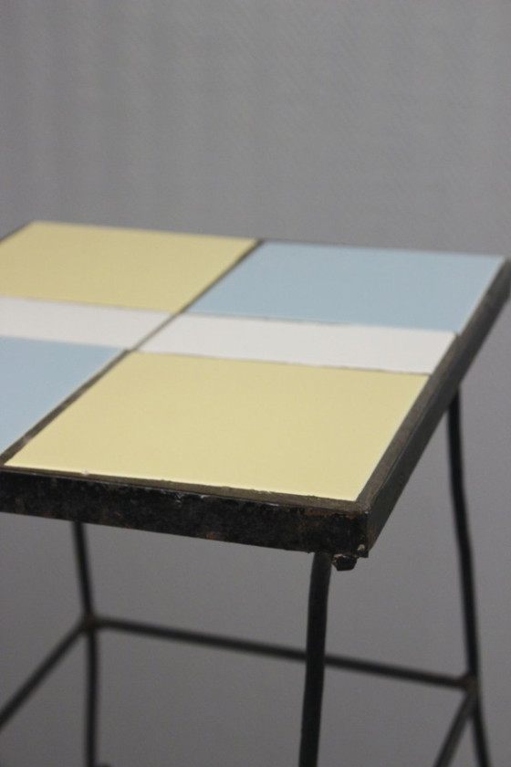 Image 1 of Vintage wrought iron and ceramic tile side table, 1950s design