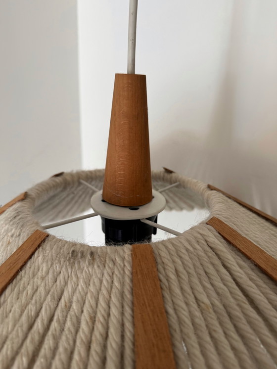 Image 1 of Scandinavian wool and teak chandelier from the 60s
