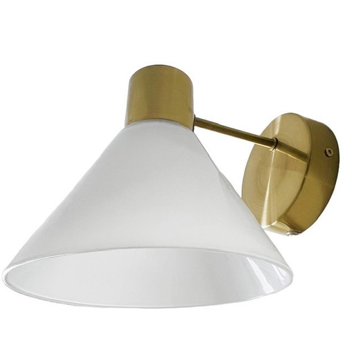 Lampe murale vintage Ikea verre laiteux doré