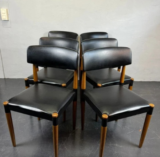 Image 1 of 6 sedie scandinave in vinile effetto teak