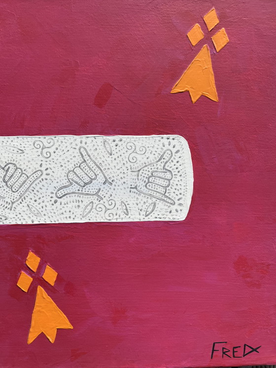 Image 1 of Acryl op spieraam. Formaat 55x38cm. MOAI.