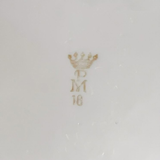 Image 1 of Vintage PM Martinroda porcelain jewelry box with flowers and gold, 1950s