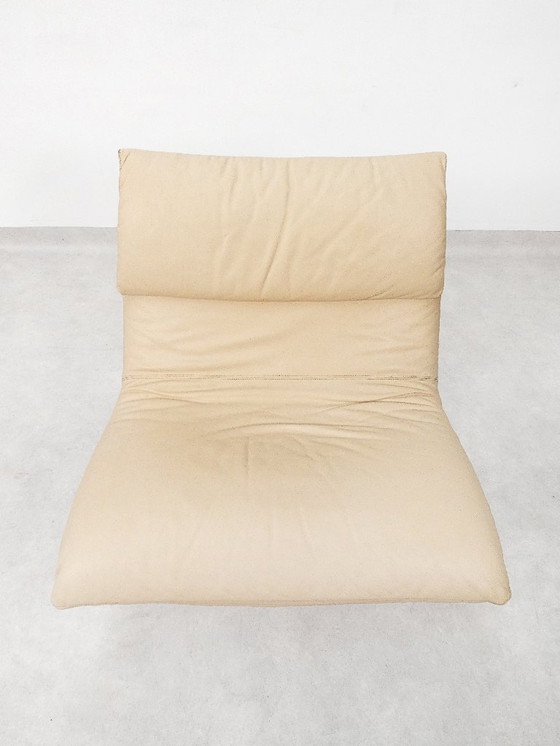 Image 1 of  Saporiti Onda Stuhl – cremefarbenes Leder 