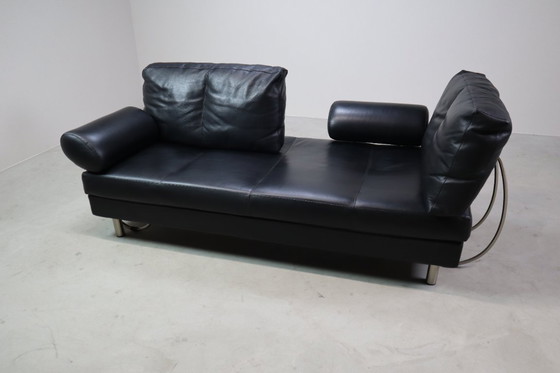 Image 1 of Divano/letto Zanotta "Europa" in pelle nera, Italia 1988