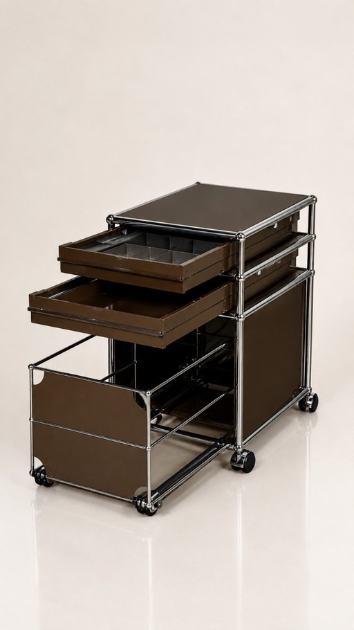 USM Haller rolling filing cabinet, storage for hanging files – boekenkasten, Chrome (photo 2 of 5)