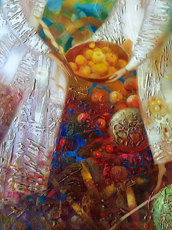 Original Oil Painting Abstract Expressionism Figurative Symbolism Autumn Gold – Paintings & Drawings, Canvas (photo 2 of 8)