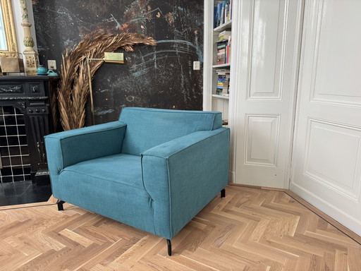 hellblaues Zweisitzer-Sofa, türkis, Marke unbekannt