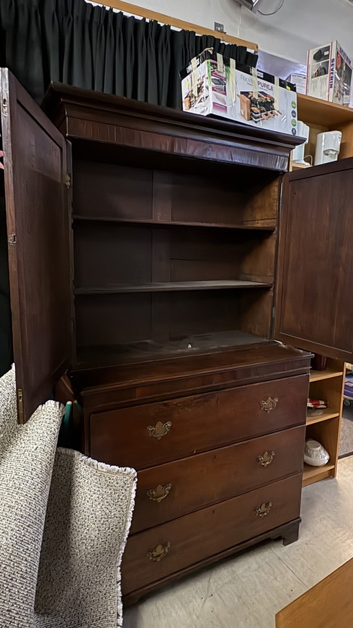 Antique secretaire cabinet with writing surface and compartments - 19th century