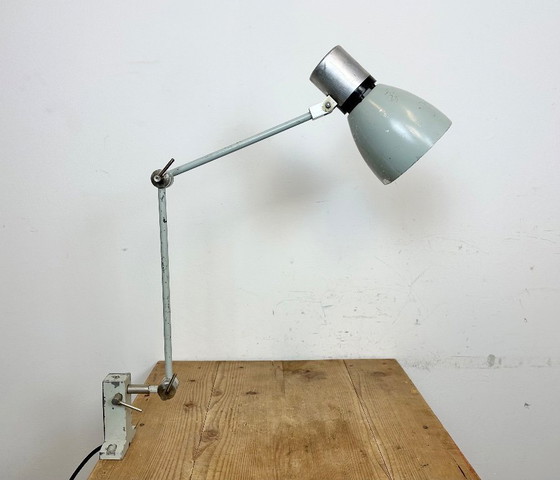 Image 1 of Lampe de table industrielle grise d'Elektrosvit, années 1970