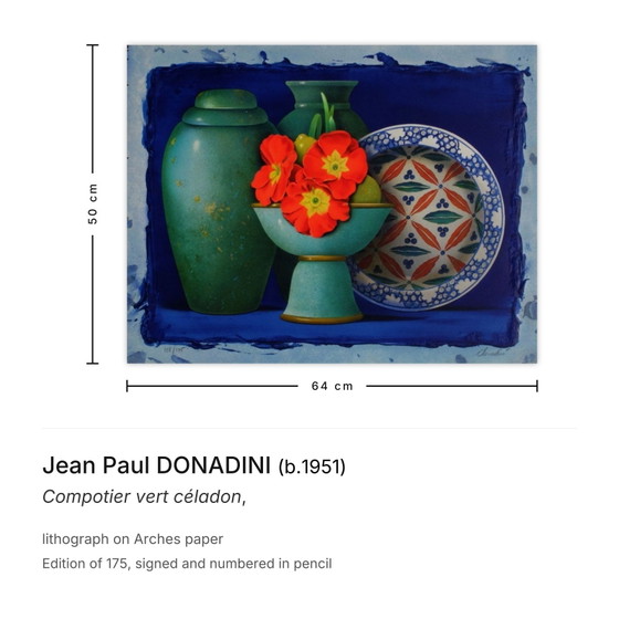 Image 1 of Jean Paul DONADINI Compotier vert céladon Lithographie signée