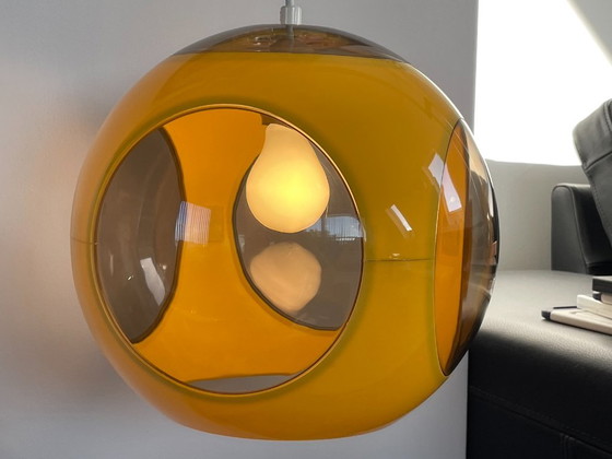 Space Age Lamp Massive Bug Eye, Ball Model Yellow, Vintage, Retro, Pendant lamps, Plastic (photo 3 of 10)