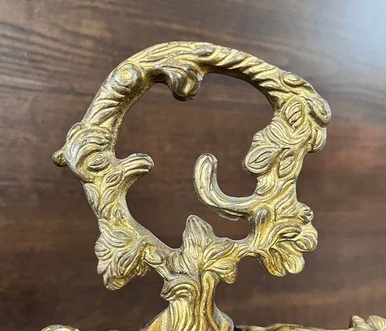 Image 1 of Portaombrelli o portautensili da camino in ottone vintage con scena di caccia