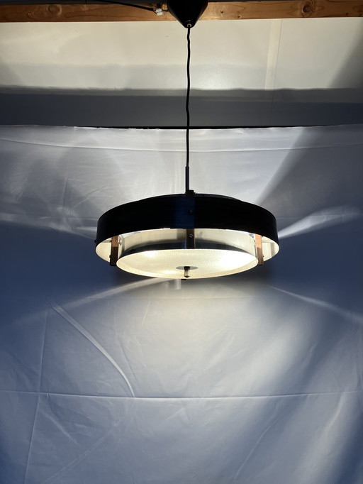 Vintage teak look Scandinavisch space age design hanglamp