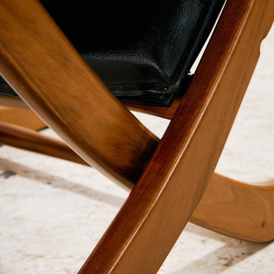 Image 1 of MK11199 Poltrona in faggio con rivestimento in pelle