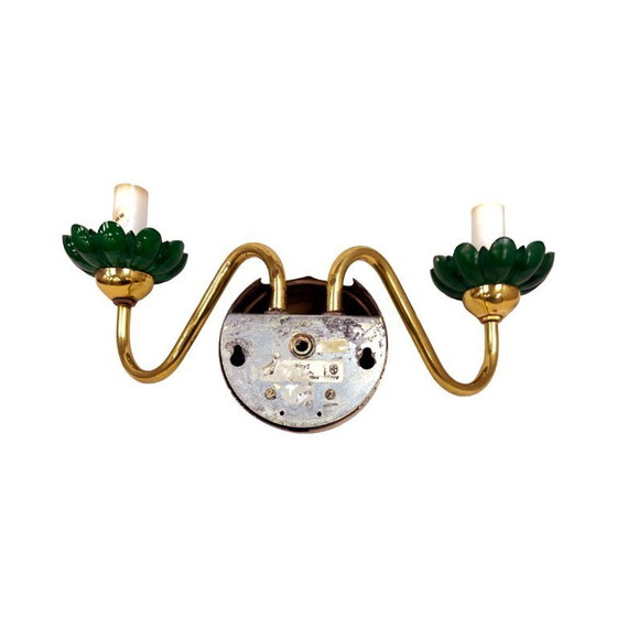 Image 1 of PRECIOSA double wall lamp | Czechoslovakia 1980s | malachite glass | brass | E14