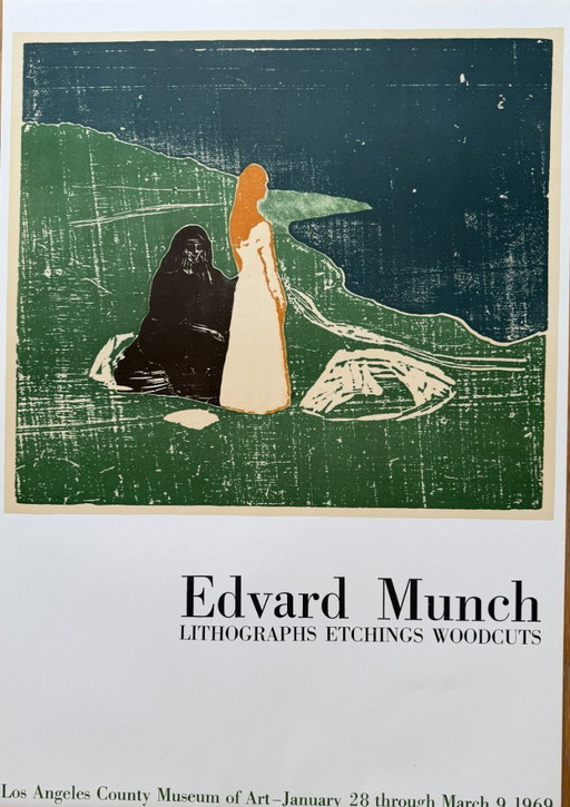 Edvard Munch (1863–1944), Two Women On The Shore” Exhibition Poster (1969, Lacma),mourlot Studio Lithograph, Printed In France