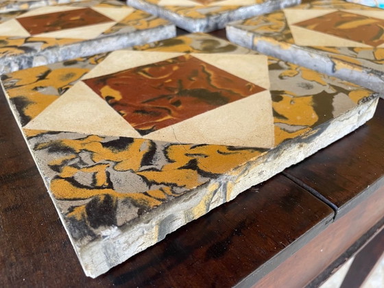 Image 1 of Set di 6 piastrelle francesi d'epoca, anni '30-'40 circa