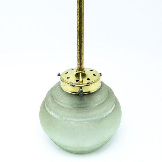 Pop Art Pendant Lamp, Poland, 1950s – Glass, Brass (photo 11 of 14)