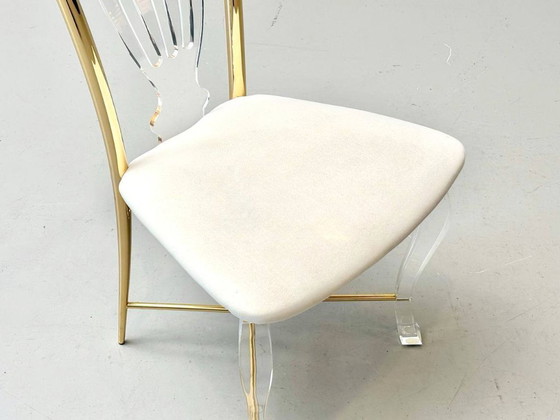 Image 1 of Set: 6 sedie in vetro acrilico con dettagli in ottone di Vereinigte Werkstätten, anni '80