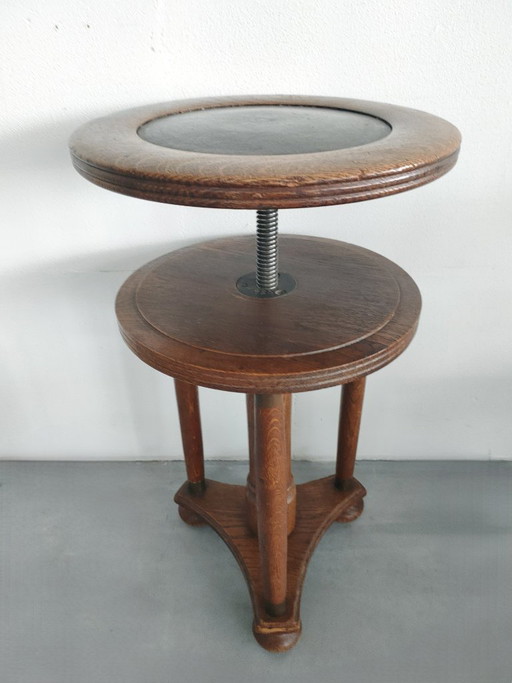 Taburete de piano antiguo estilo Art Déco/Escuela de Ámsterdam (altura regulable), c. 1920-1930 – krukjes (photo 2 of 11)