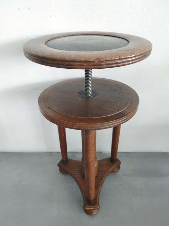 Taburete de piano antiguo estilo Art Déco/Escuela de Ámsterdam (altura regulable), c. 1920-1930 – Wood (photo 2 of 11)