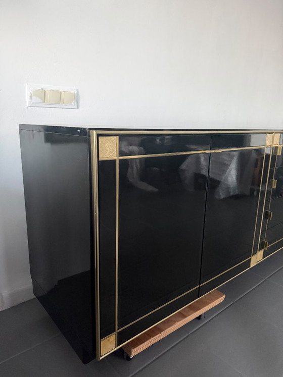 Pierre Cardin Sideboard With Brass Black Lacquered Shell Inlays, 1980 – Wood (photo 64 of 64)