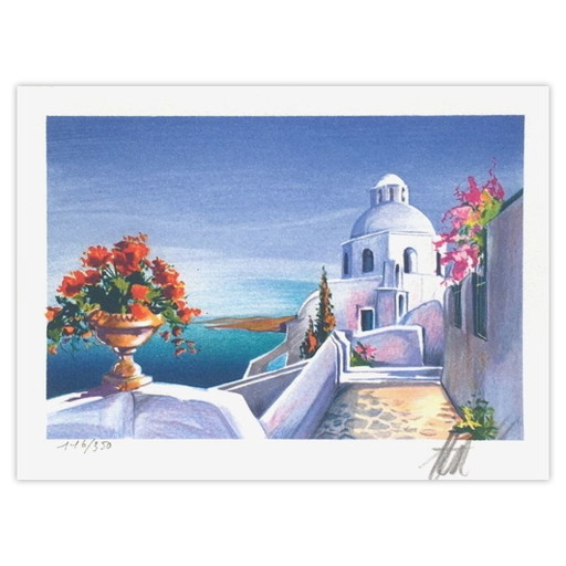 André Bongibault Signed Lithograph Grèce - Petite Suite 11 – lithos zeefdrukken, Paper (photo 2 of 5)