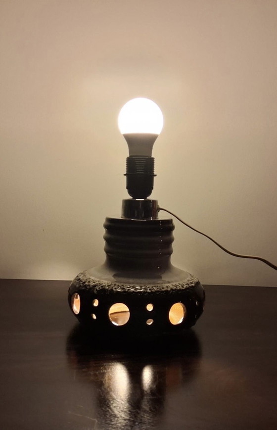 Image 1 of Herda Fat lava keramische tafellamp met originele kap 