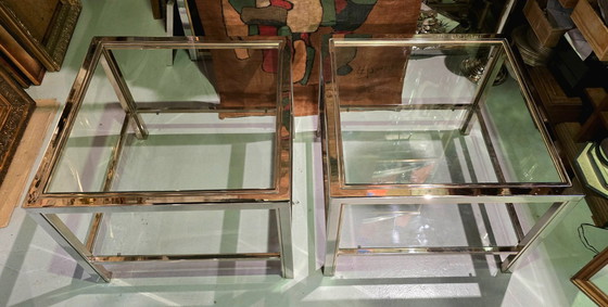 Image 1 of Pair of side tables or end tables, Maison Charles, France, circa 1970