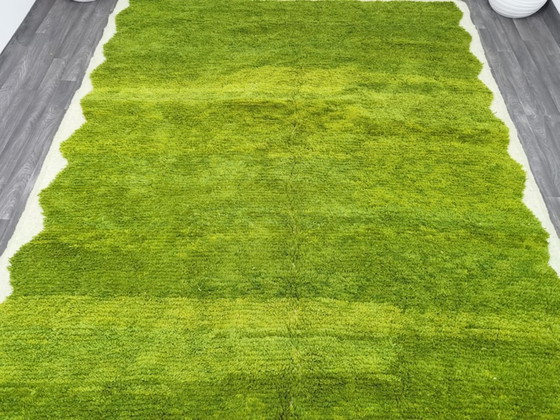 Image 1 of Teppich aus grünem Marokkanisch und Naturleinen, 300 m x 200 cm