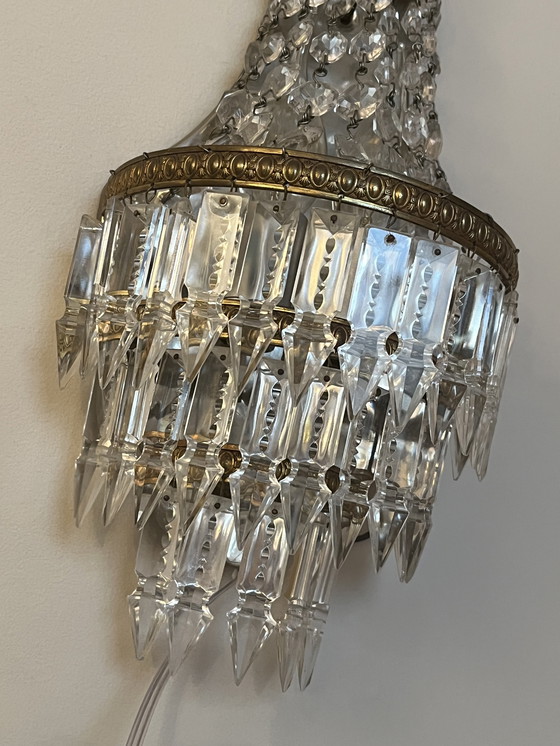 Image 1 of Set Of 2 French Pocket Chandelier Wall Lights Crystal Pendants